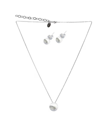 Set Arete y Dije Bola Mate 8mm c/cadena plata .925